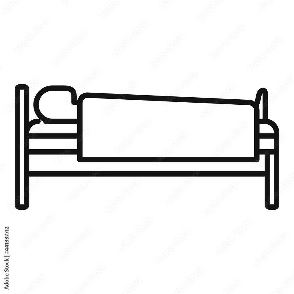 Man at hospital bed icon, outline style Man at hospital bed icon, outline style
