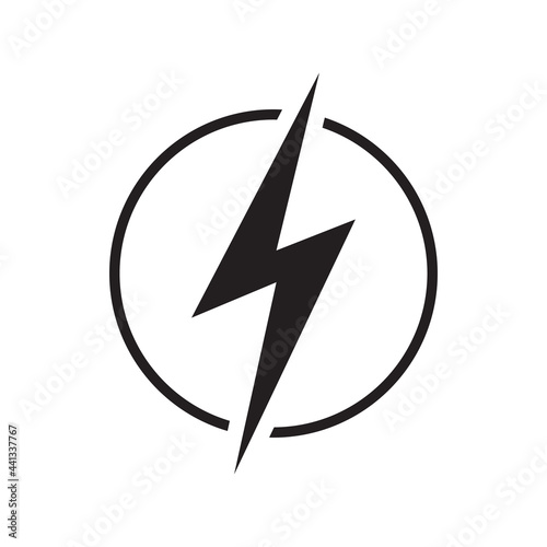 Electricity icon with lighting. Electric power, energy, charge symbol. Vector illustration. photo