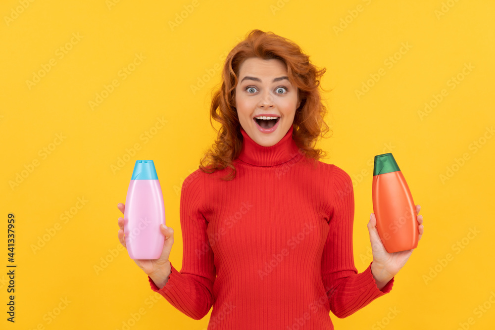 beauty product. daily habits and personal care. redhead lady presenting cosmetic product. beauty product. daily habits and personal care. redhead lady presenting cosmetic product.
