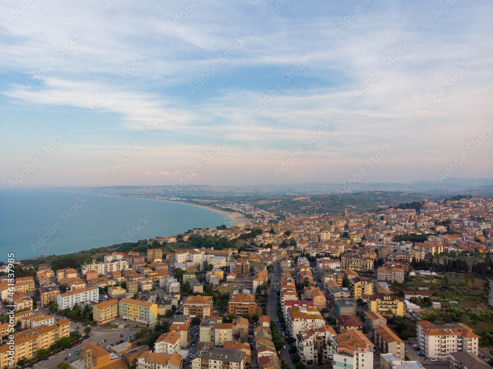 Aerial photo of Vasto and Adriatic sea. Italy