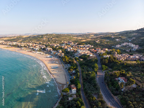 Aerial photo of Vasto Marina and Adriatic sea. Italy