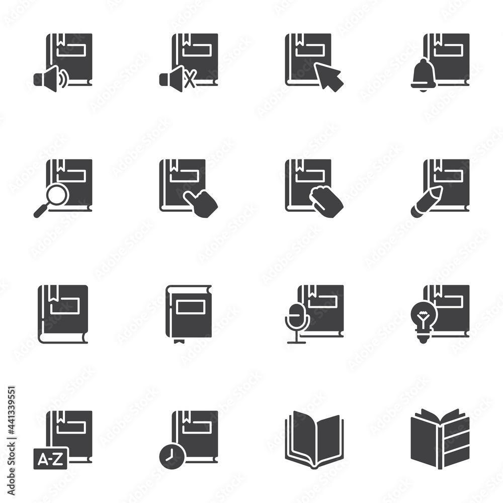 Books vector icons set Books vector icons set