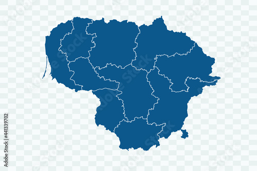 Lithuania map blue Color on Backgound png