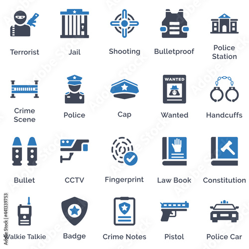 Crime investigation icon set 2 (Blue Series)