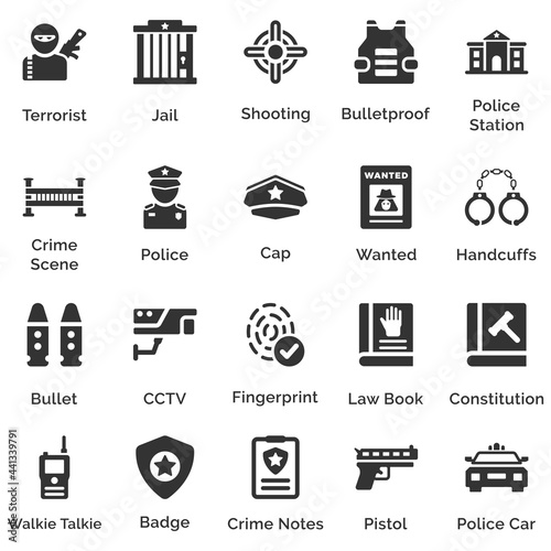 Crime investigation icon set 2 (Grey Series)