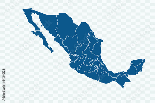 Mexico map blue Color on Backgound png