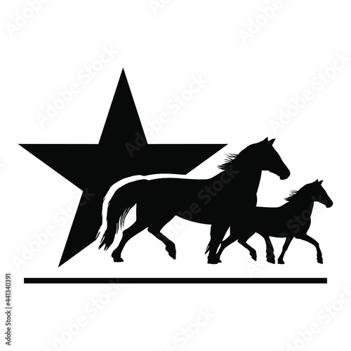 silhouette of a horse with star