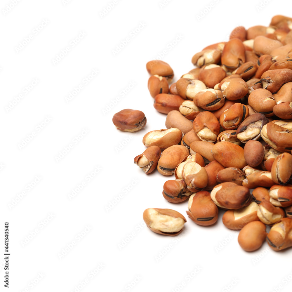 Broad bean, English Bean, European Bean, Field Bean. Fry (Vicia faba L.). on white background Broad bean, English Bean, European Bean, Field Bean. Fry (Vicia faba L.). on white background