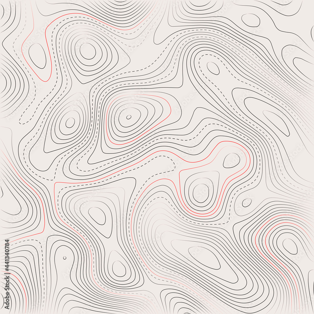 Fototapeta premium Retro topographic map. Geographic contour map. Abstract outline grid, vector illustration.
