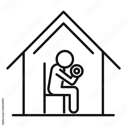 Home training dumbbell icon, outline style