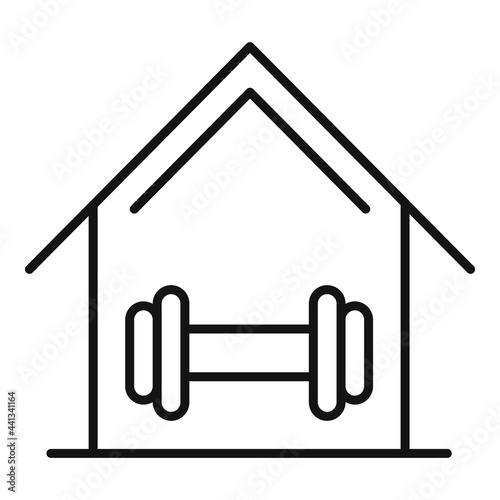 Home training metal dumbbell icon, outline style