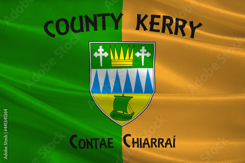 Flag of County Kerry in Munster of Ireland photo