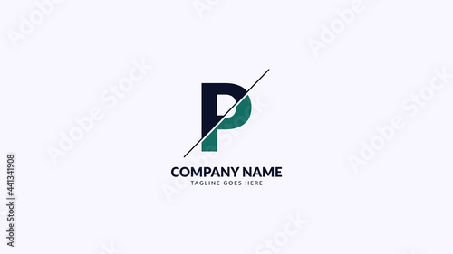 letter P sliced professional corporate and finance logo vector design