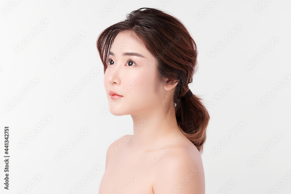 Beautiful young asian woman with clean fresh skin on white background, Face care, Facial treatment, Cosmetology, beauty and spa, Asian women portrait. Beautiful young asian woman with clean fresh skin on white background, Face care, Facial treatment, Cosmetology, beauty and spa, Asian women portrait.