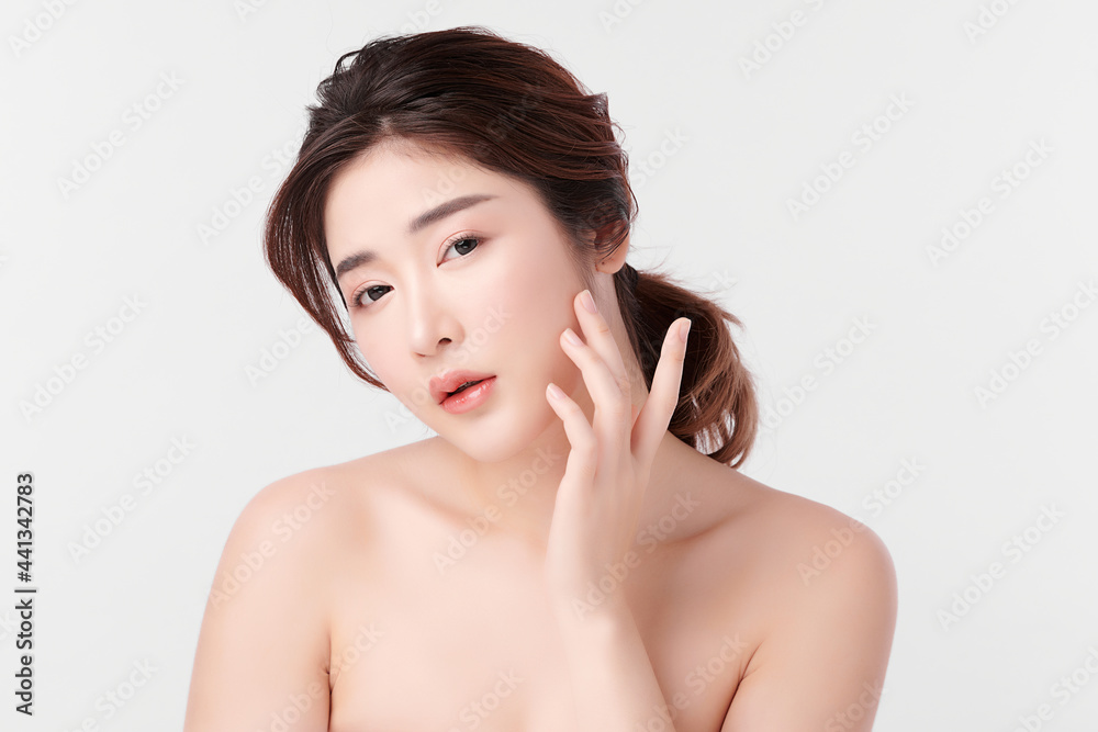 Beautiful young asian woman with clean fresh skin on white background, Face care, Facial treatment, Cosmetology, beauty and spa, Asian women portrait. Beautiful young asian woman with clean fresh skin on white background, Face care, Facial treatment, Cosmetology, beauty and spa, Asian women portrait.