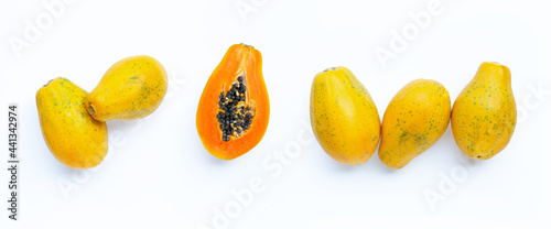 Fototapeta Naklejka Na Ścianę i Meble -  Papaya fruit on white background.