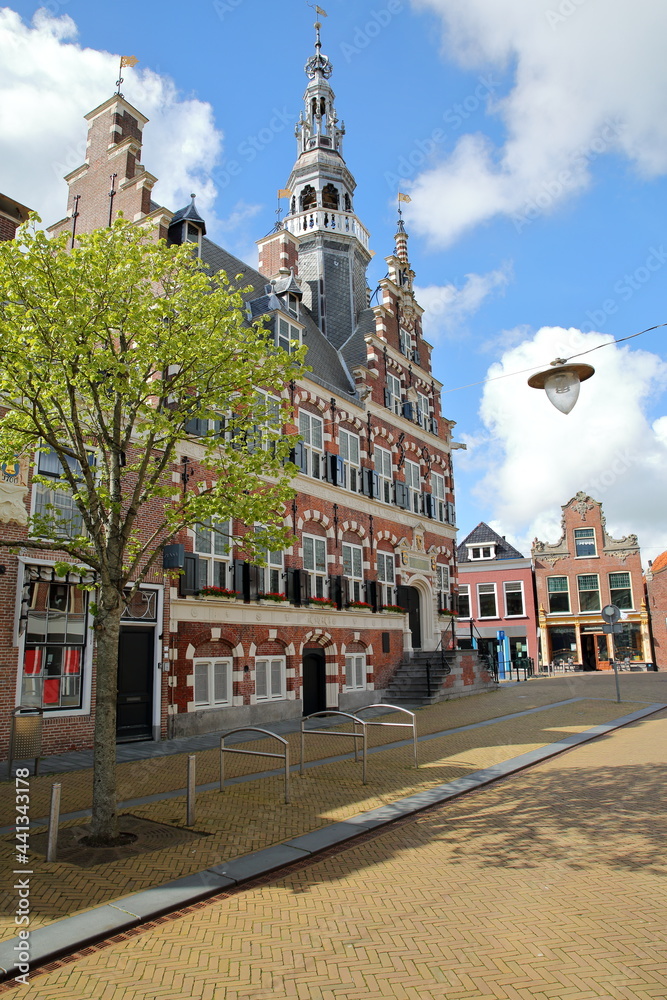 The Stadhuis (Town Hall) of Franeker, Friesland, Netherlands, located on Raadhuisplein street