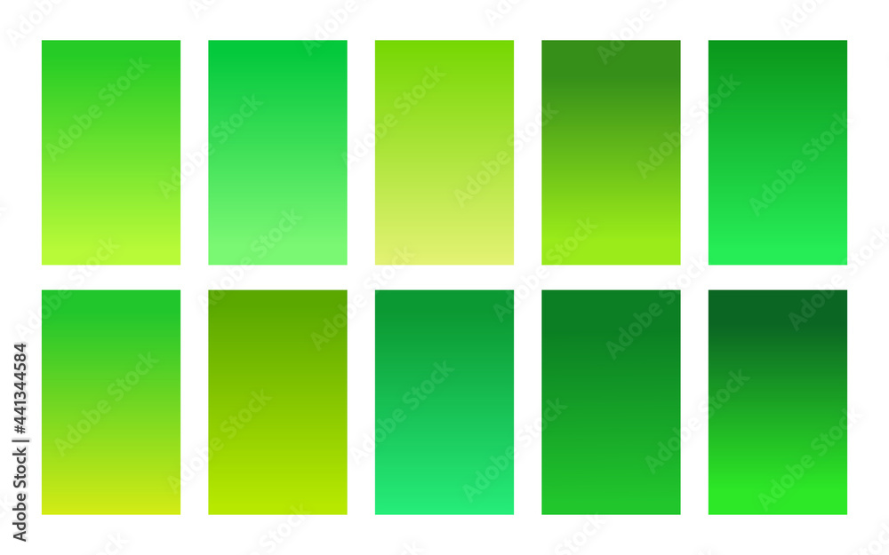 Green foliage color palette gradient background set Green foliage color palette gradient background set