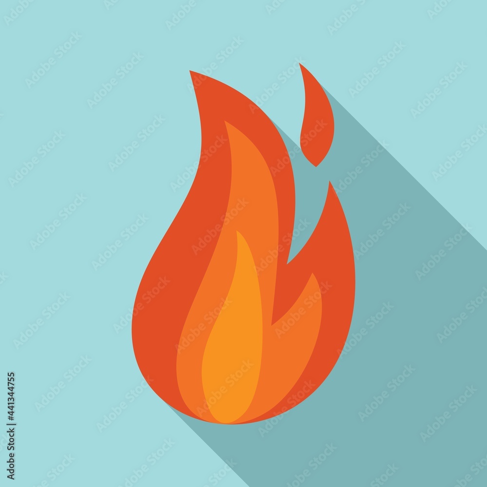 Fire flame danger icon, flat style Fire flame danger icon, flat style
