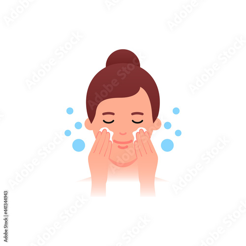 Skincare - face cleansing. Flat style