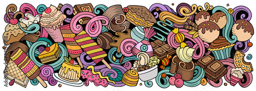 Sweets hand drawn cartoon doodles illustration.