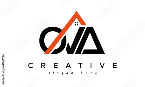 initial OVA letters real estate construction logo vector	