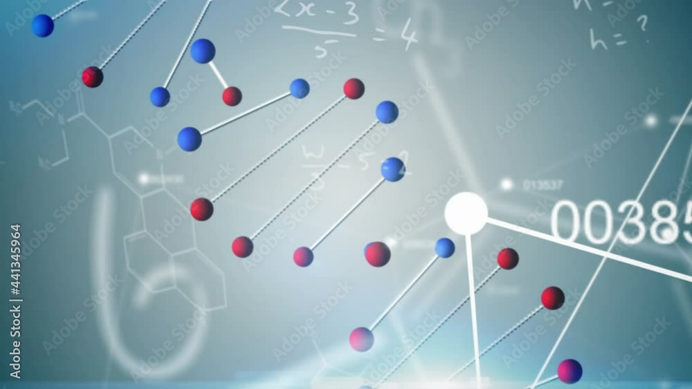 Animation of dna strand spinning and medical data processing Animation of dna strand spinning and medical data processing