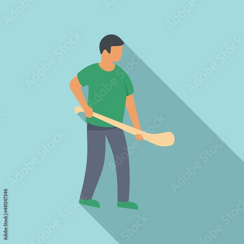 Hurling player icon, flat style