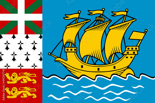 Territorial Collectivity of Saint-Pierre and Miquelon flag in real proportions and colors, vector