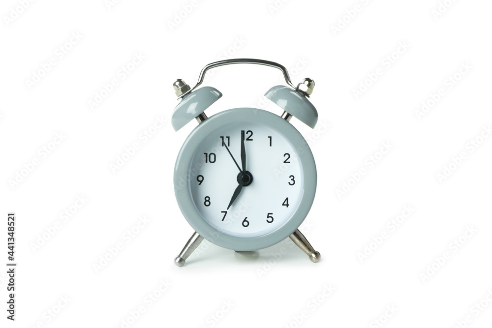 Gray alarm clock isolated on white background Gray alarm clock isolated on white background