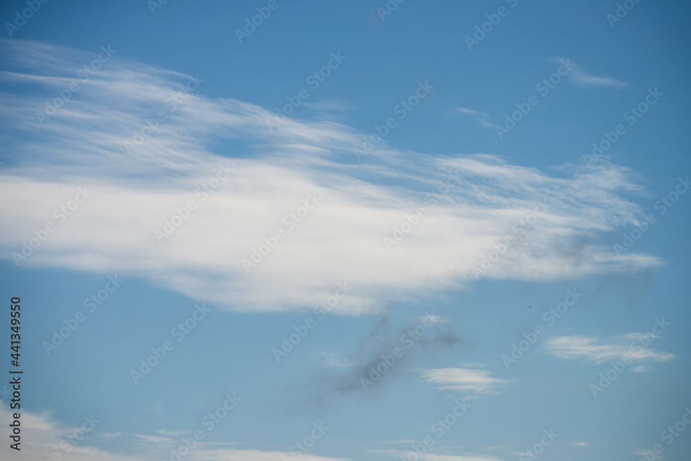 View of cirrus clouds on blue sky background