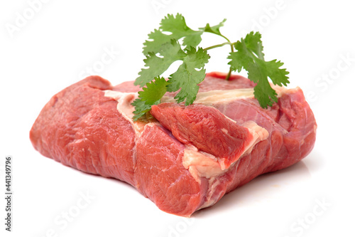 Fresh raw beef on white background