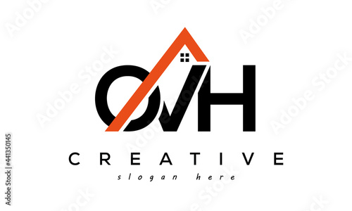 initial OVH letters real estate construction logo vector	 photo