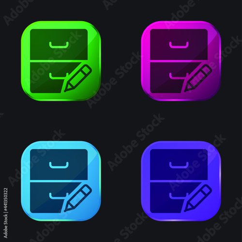 Archive four color glass button icon