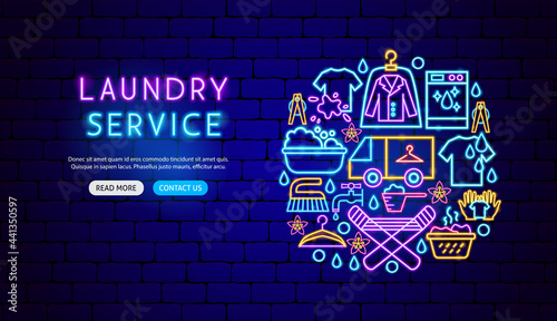 Laundry Service Neon Banner Design