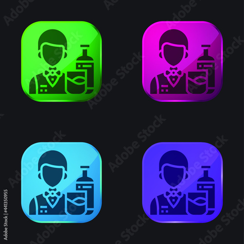 Bartender four color glass button icon