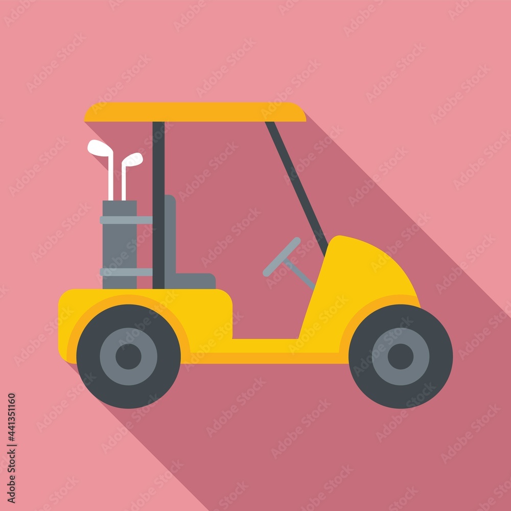 Golf cart course icon, flat style Golf cart course icon, flat style