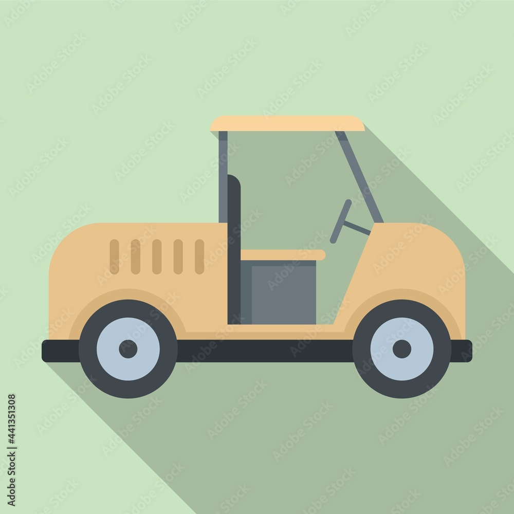 Golf cart machine icon, flat style