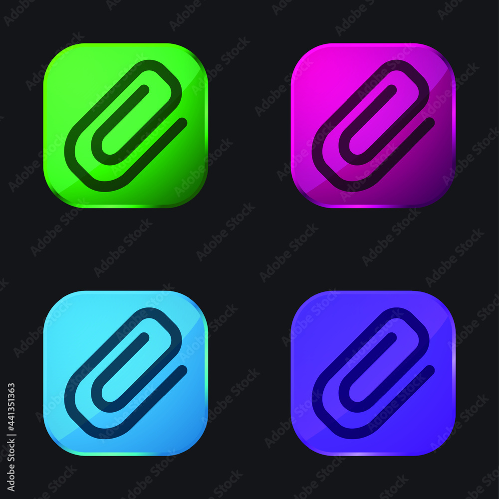 Attachment Diagonal Symbol Of A Paperclip four color glass button icon Attachment Diagonal Symbol Of A Paperclip four color glass button icon