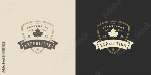 Maple leaf logo emblem vector illustration silhouette for shirt or print stamp