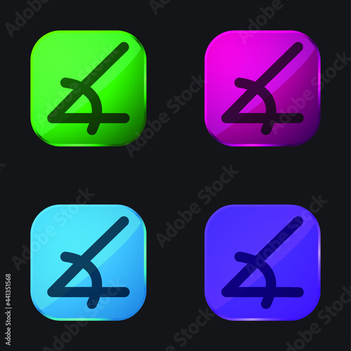 Angle Of Acute Shape four color glass button icon