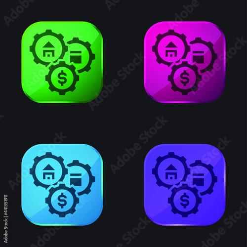 Assets four color glass button icon