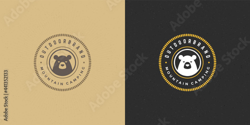 Bear head logo emblem vector illustration silhouette for shirt or print stamp