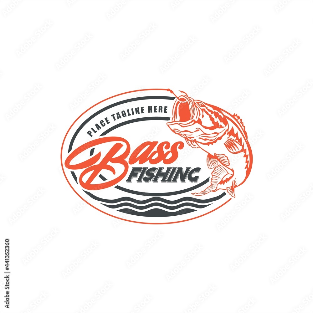 Obraz premium Bass Fishing Logo Design Vector Image