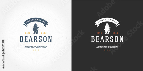 Bear logo emblem vector illustration silhouette for shirt or print stamp