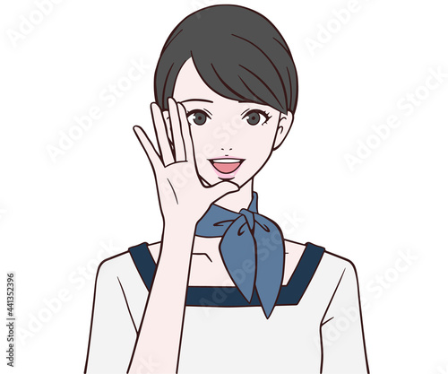 呼びかける受付嬢