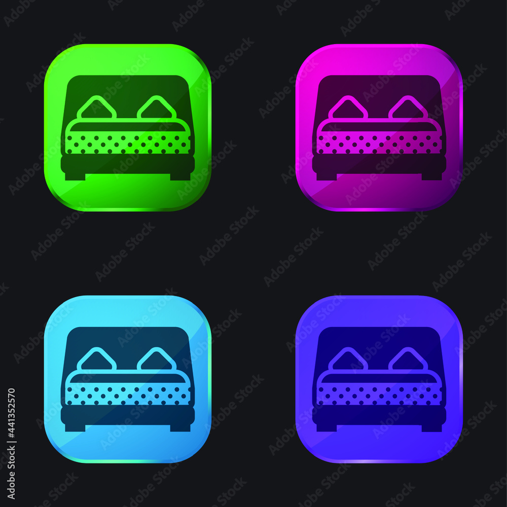 Bed four color glass button icon Bed four color glass button icon