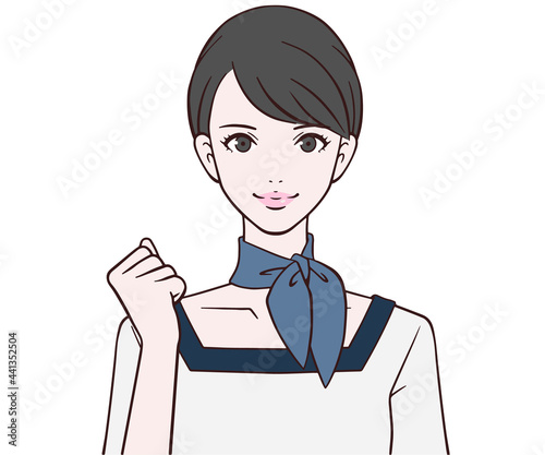 ガッツポーズをする受付嬢