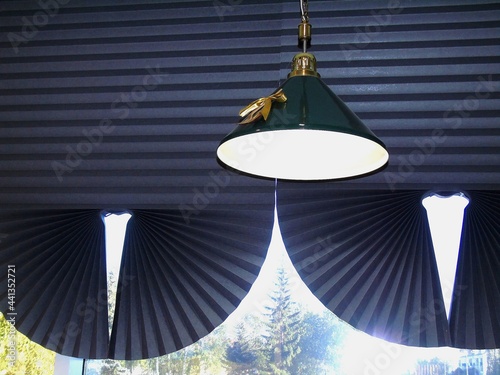 blue curtain with spotlights