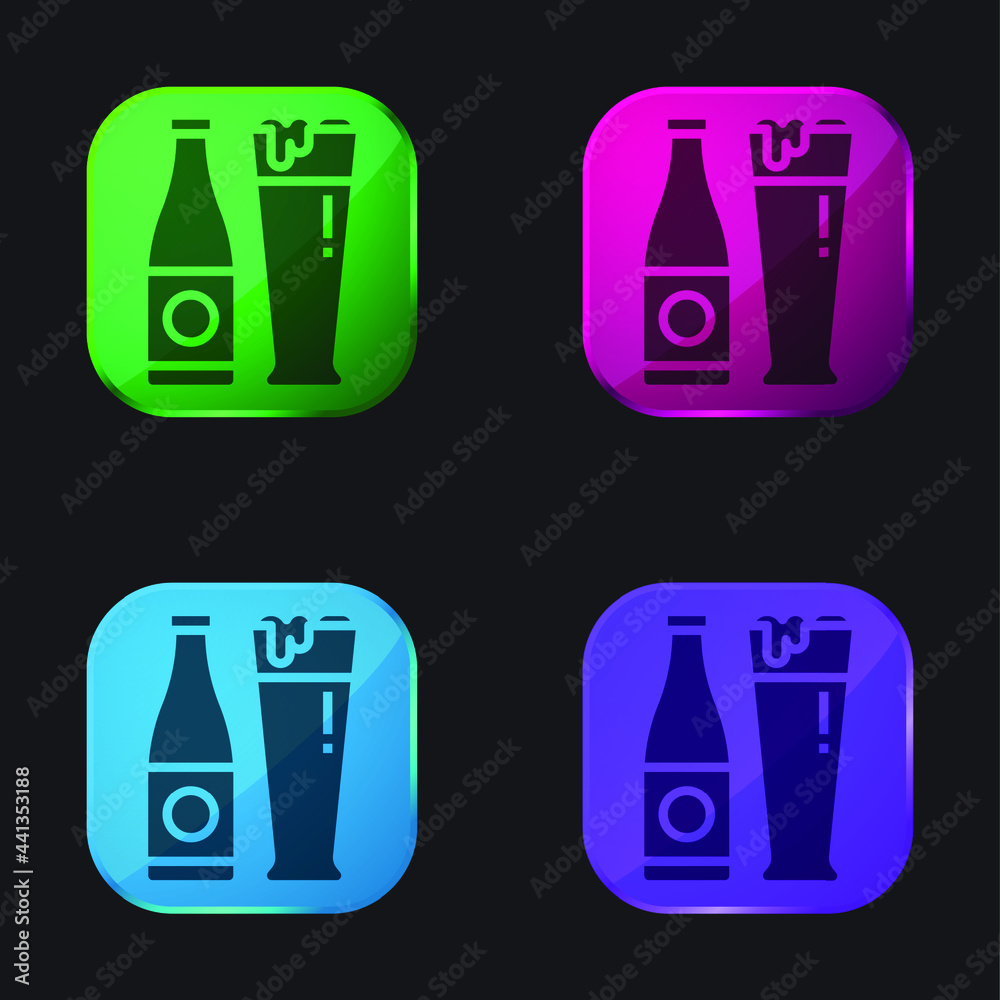 Beer four color glass button icon Beer four color glass button icon